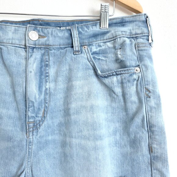 Torrid Distressed Perfect High-Rise Stretch + Rigid Bermuda Denim Shorts, Cutoff - Picture 5 of 12